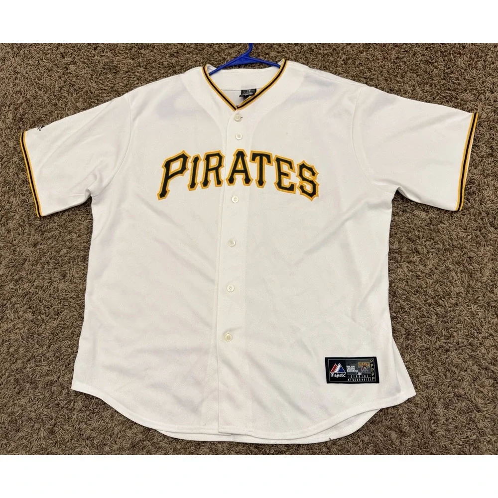 Majestic Jared Jones #46 Pittsburgh Pirates White Yellow Jersey Mens Size XL